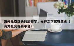 海外社交巨头的加密梦，光鲜之下实有焦虑（海外社交电商平台）